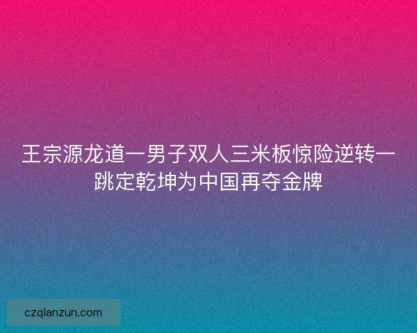 王宗源龙道一男子双人三米板惊险逆转一跳定乾坤为中国再夺金牌